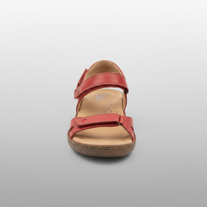 Red sandal on a gray background