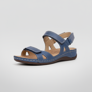 Blue sandal on a light gray background