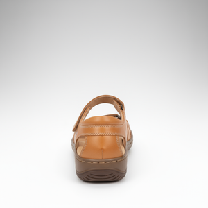 Tan sandal on a white background
