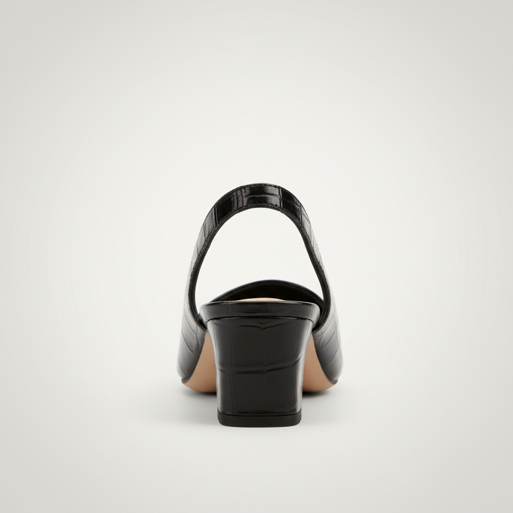 Black shoe on a white background