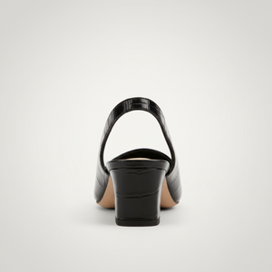 Black shoe on a white background