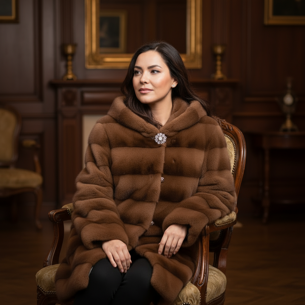 Faux Fur Hooded Relaxed Fit Trench Coat
