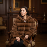 Faux Fur Hooded Relaxed Fit Trench Coat