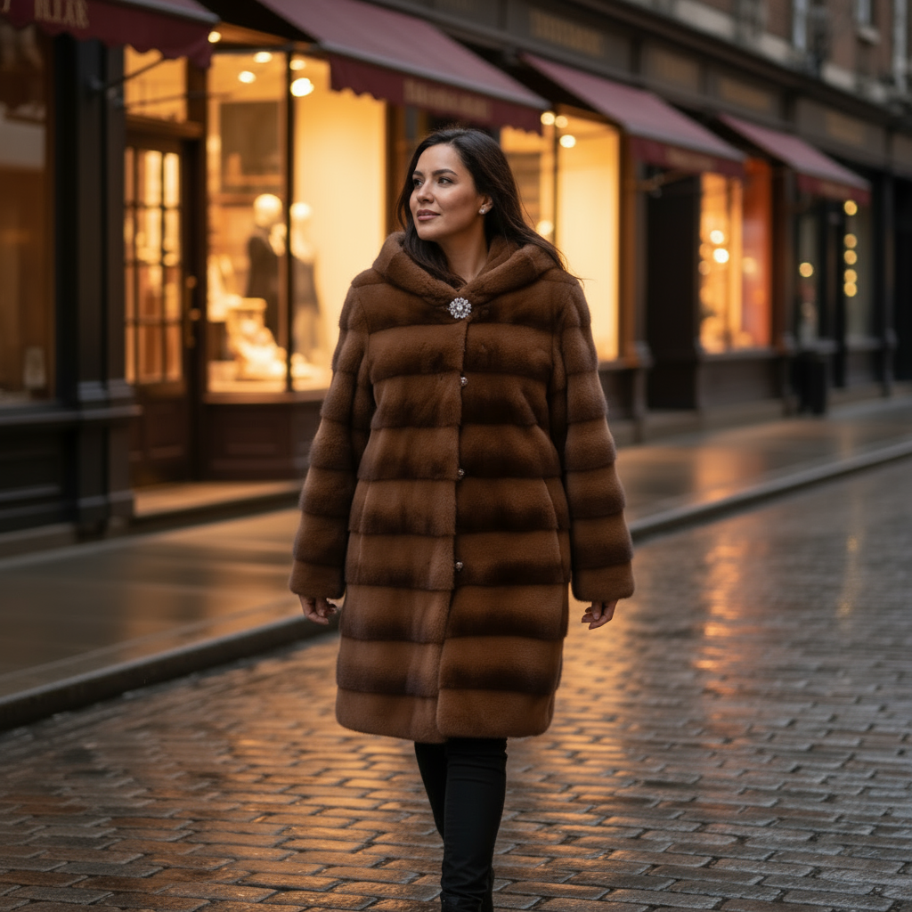 Faux Fur Hooded Relaxed Fit Trench Coat