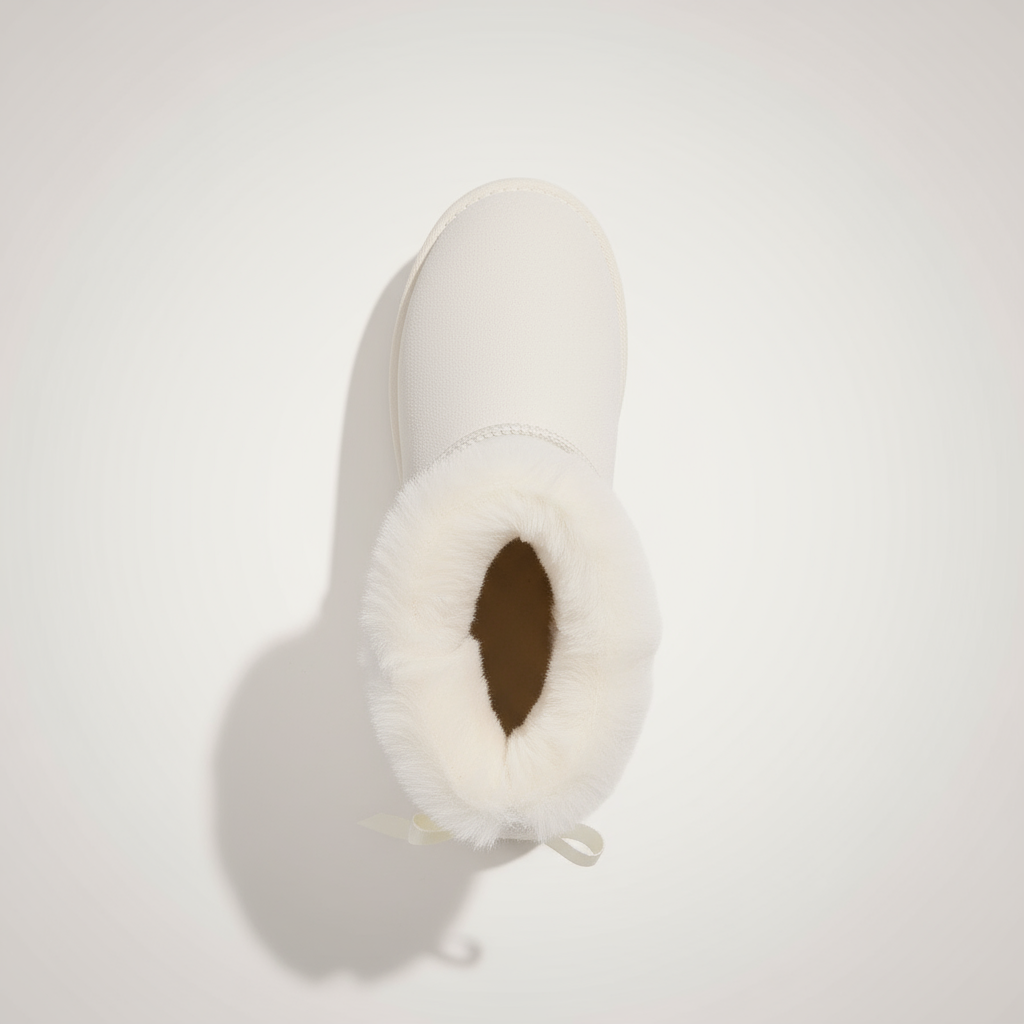 White baby bootie on a light gray background