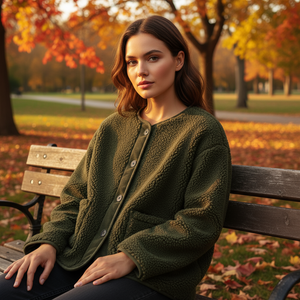Woman sitting on a bench in an autumn park