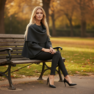 Woman sitting on a bench in a park during autumn