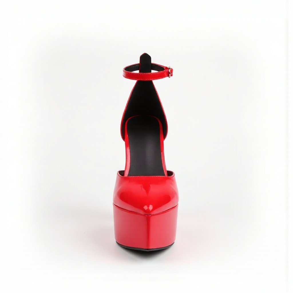 Red high-heeled shoe on a white background
