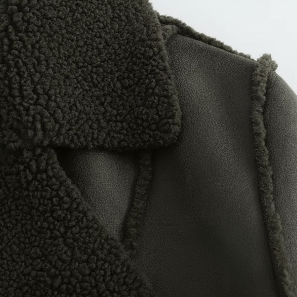 Close-up of a dark green textured fabric with a soft texture.