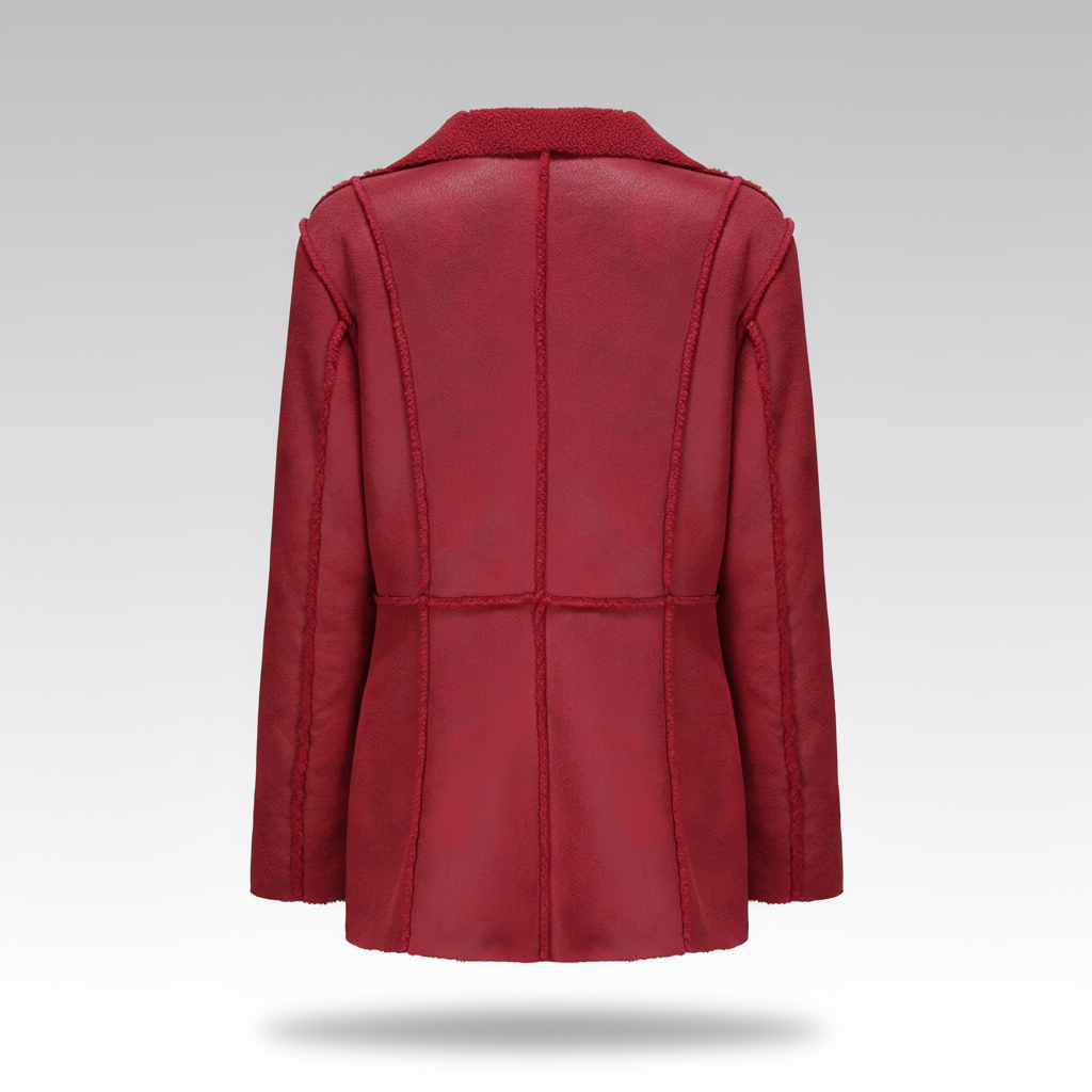 Red leather jacket on a gray background