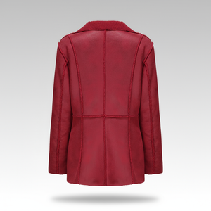 Red leather jacket on a gray background