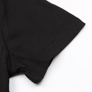 Black ribbed knit sweater on a white background