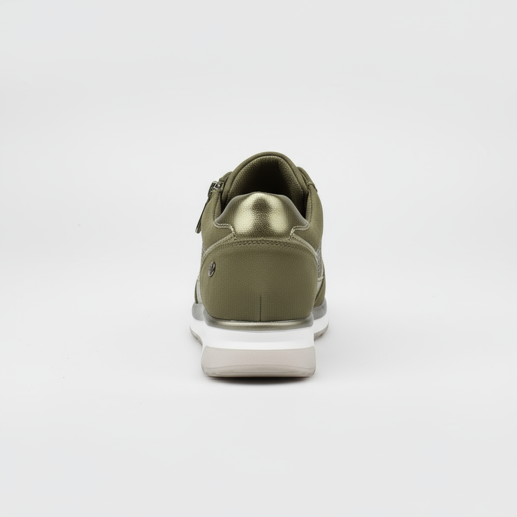 Green sneaker on a white background