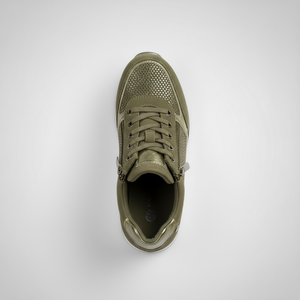 Green sneaker on a white background