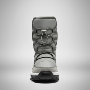 Gray winter boot on a light gray background