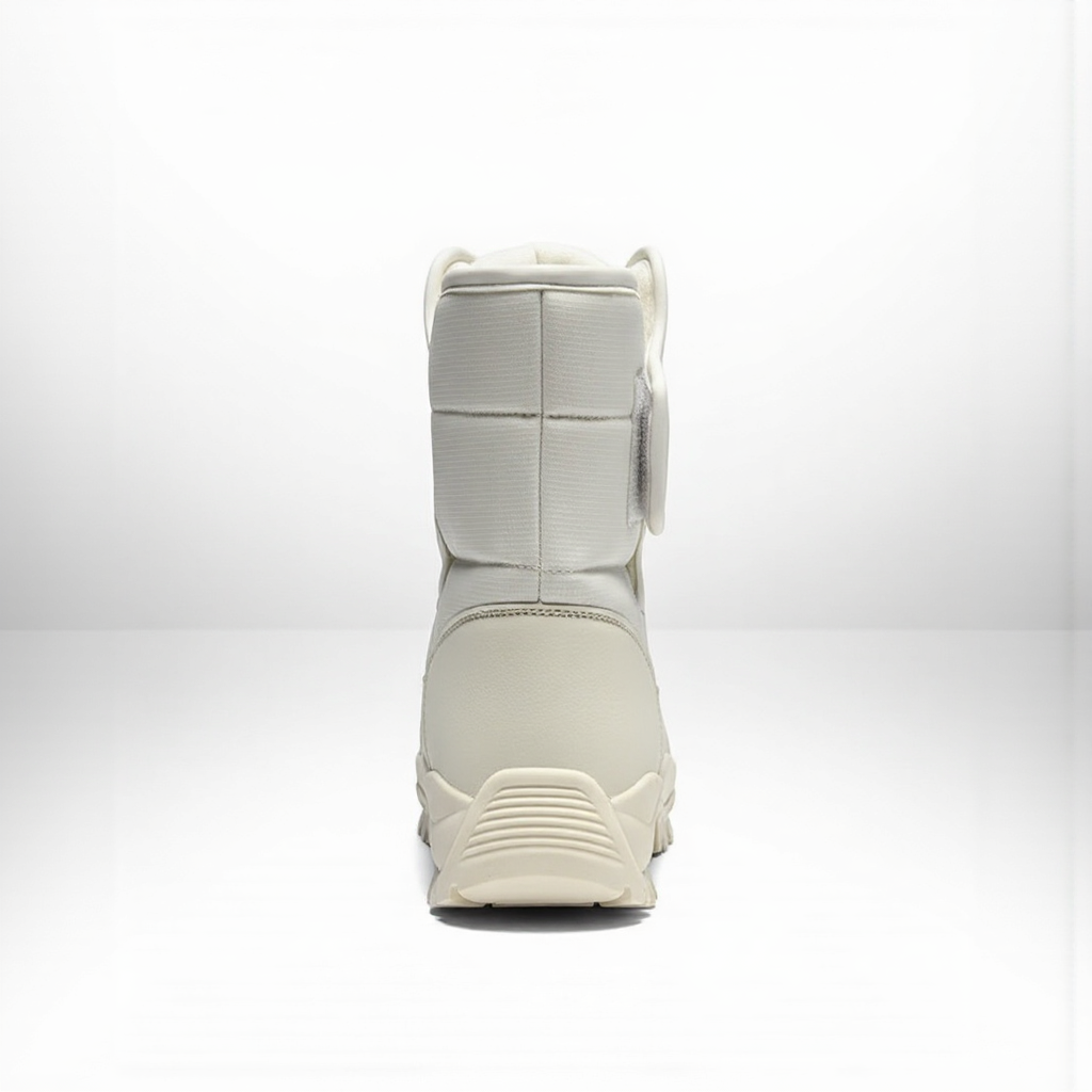White winter boot on a white background