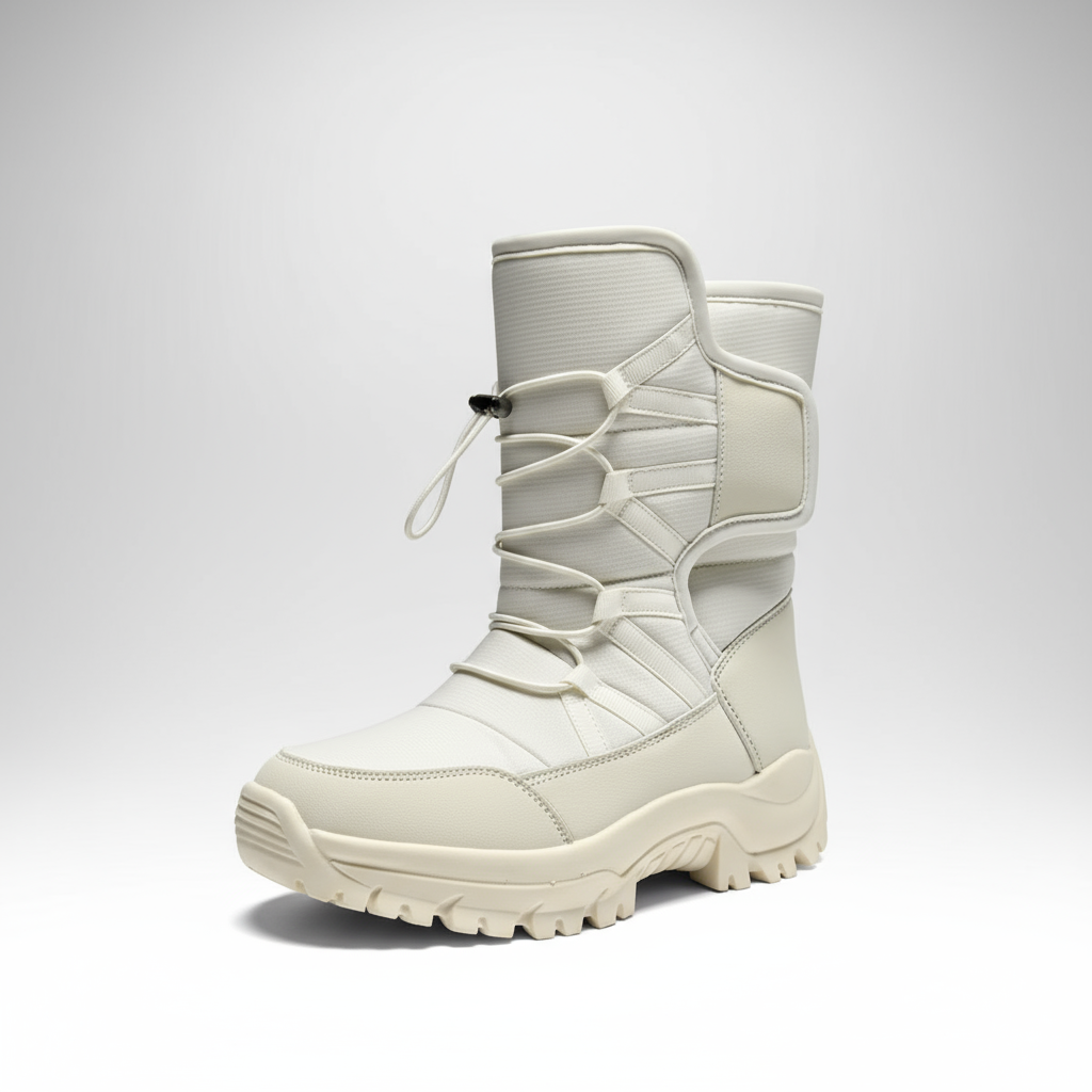 White boot on a light gray background